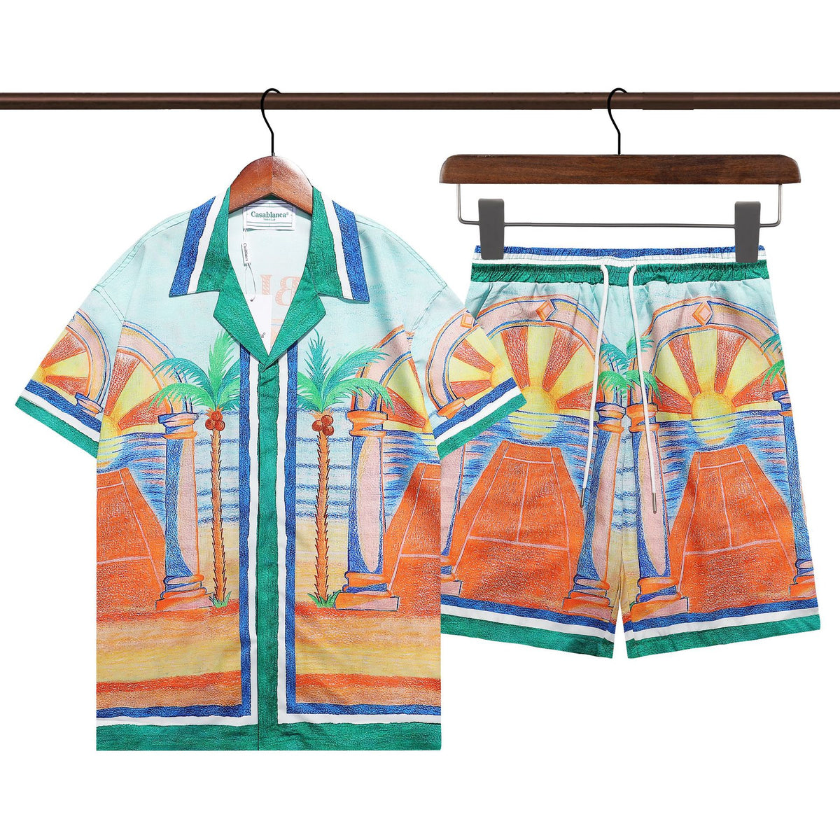 Amiri and Casa Blanca Collared shirt and shorts set