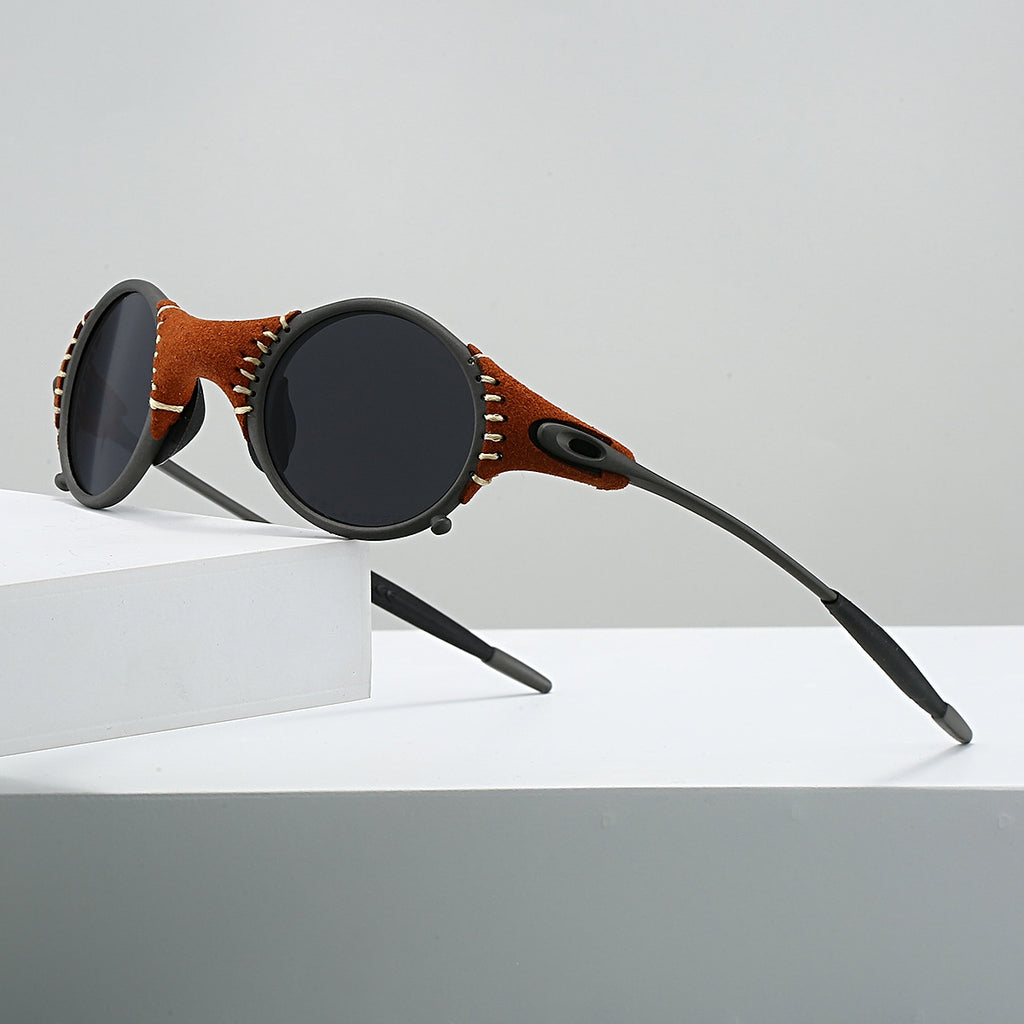 Stitched suede streampunk shades
