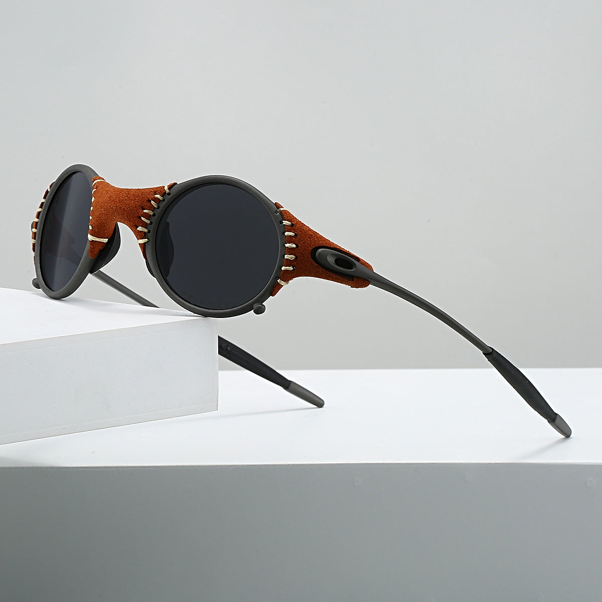 Stitched suede streampunk shades