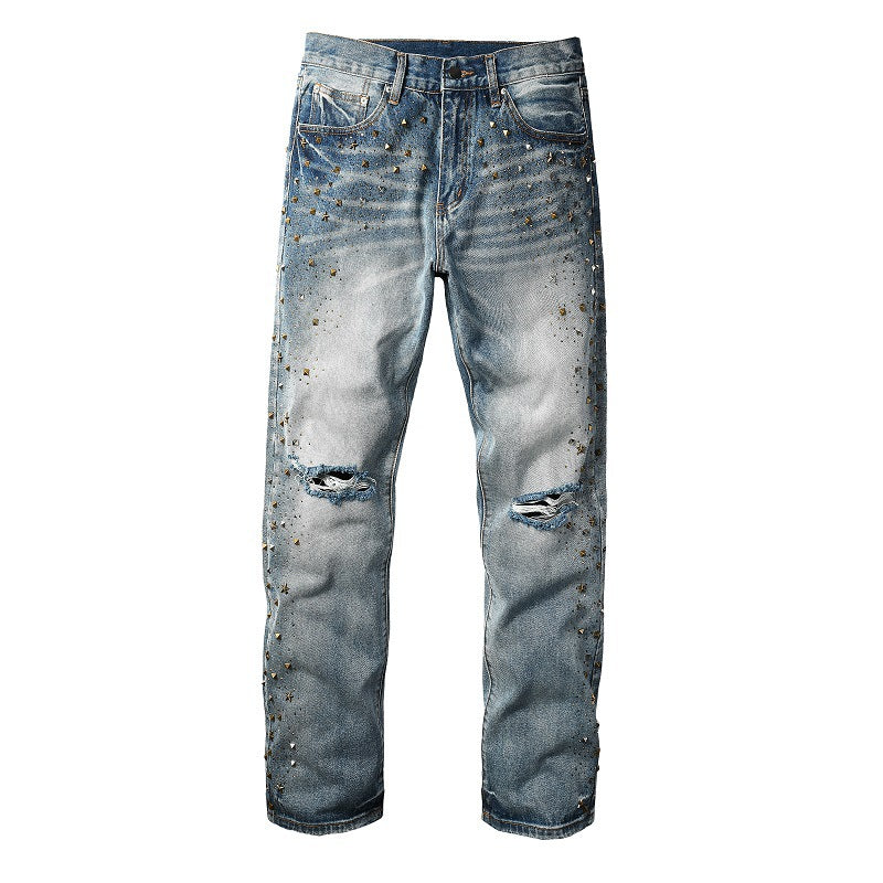 Straight-leg loose-fitting men's jeans