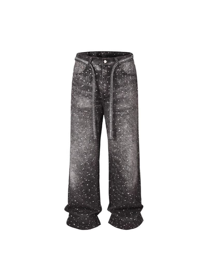 Denim shorts and jeans with sparkling rhinestones
