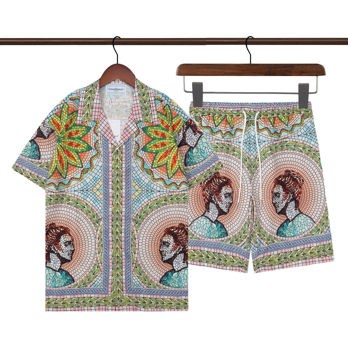 Amiri and Casa Blanca Collared shirt and shorts set