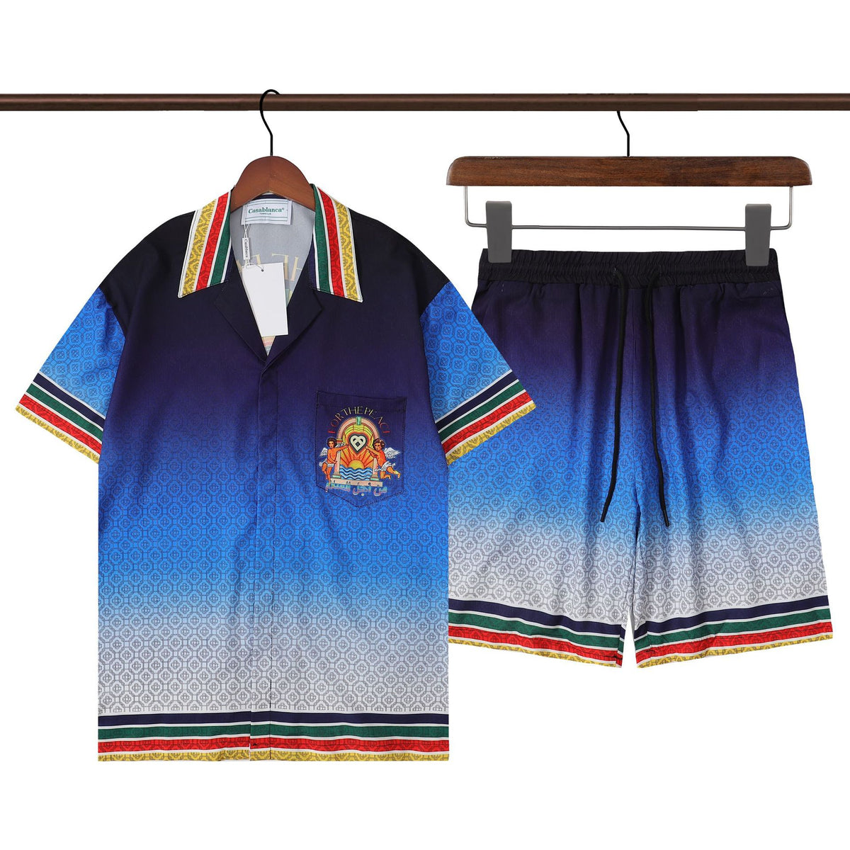 Amiri and Casa Blanca Collared shirt and shorts set