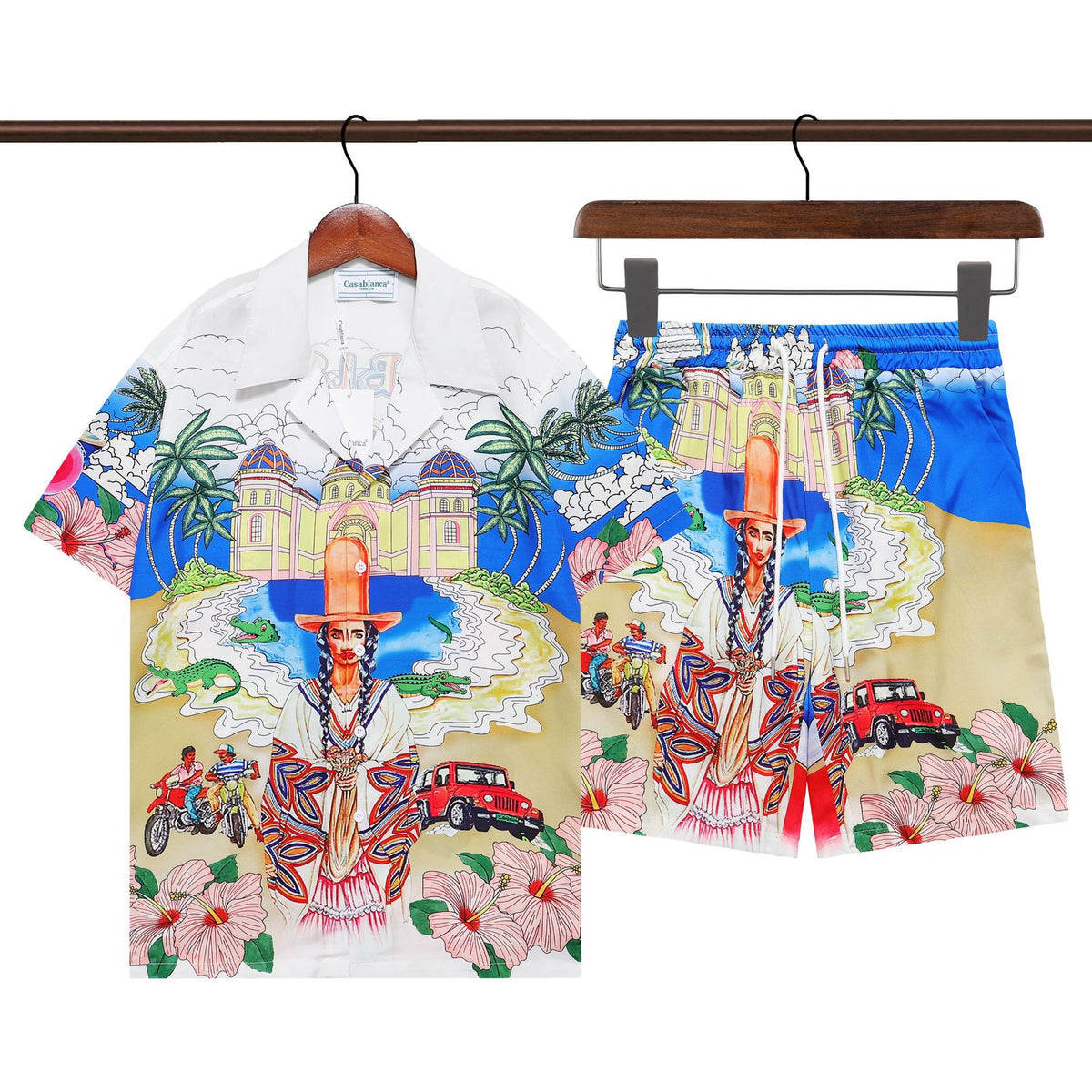 Amiri and Casa Blanca Collared shirt and shorts set
