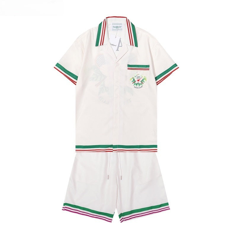 Amiri and Casa Blanca Collared shirt and shorts set