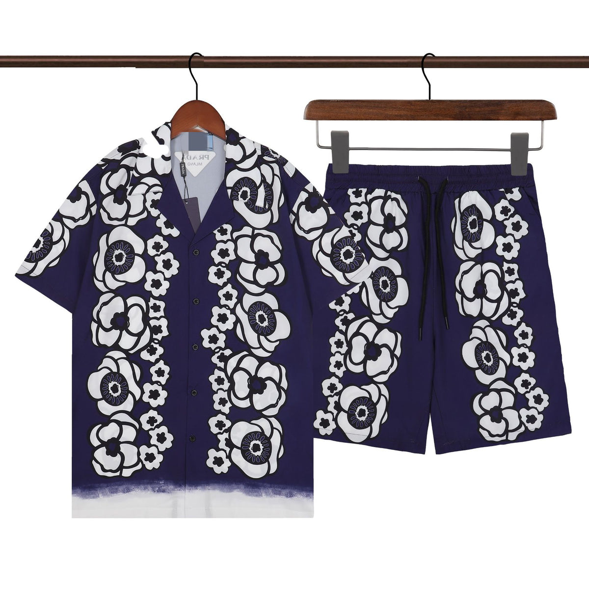 Prada and Versace Collared shirt and shorts set