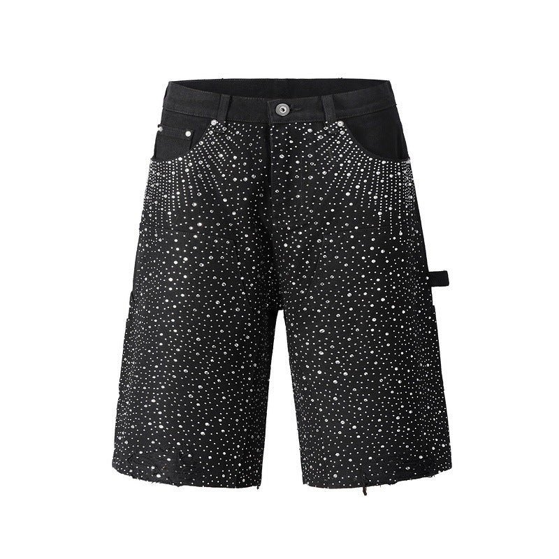 Denim shorts and jeans with sparkling rhinestones