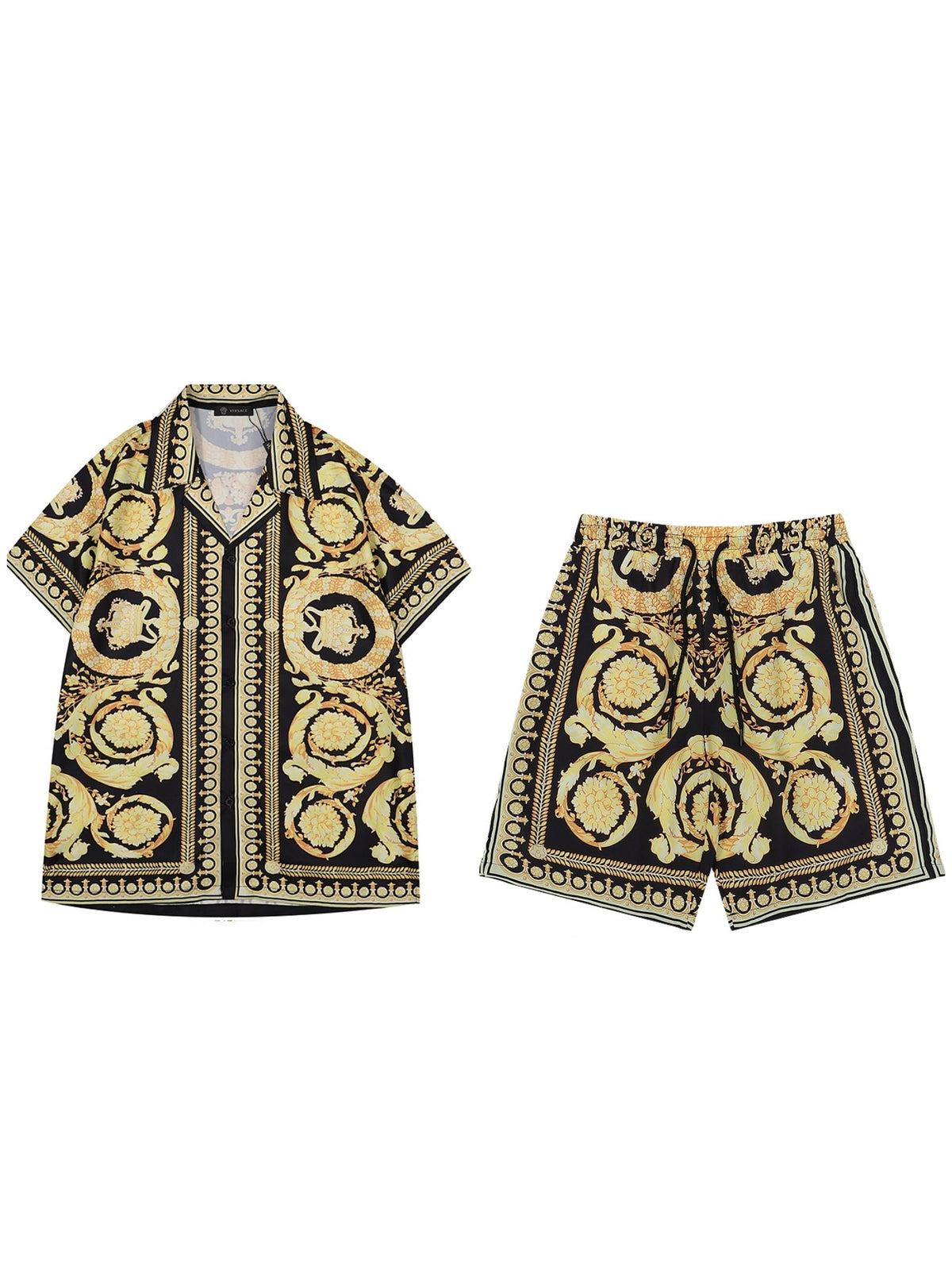 Prada and Versace Collared shirt and shorts set